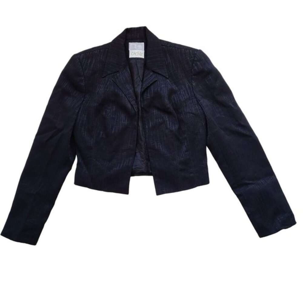 Cache Vintage 90s Cropped Blazer No Tag sz Chest 36" Black Open Alberto Makali